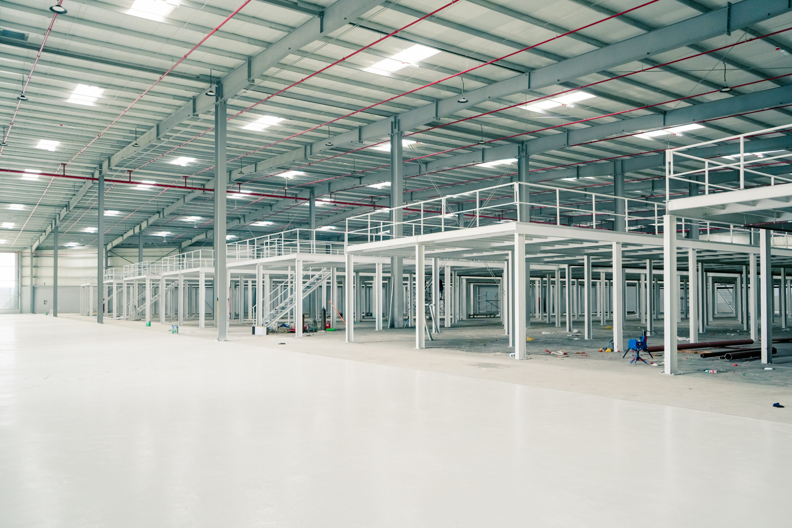 Clean modern mezzanine structure