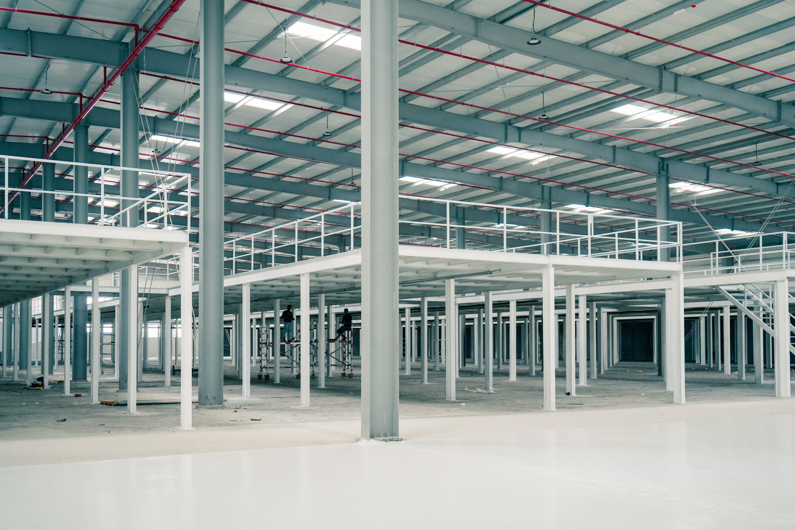 Structural steel fabrication process for industrial mezzanine