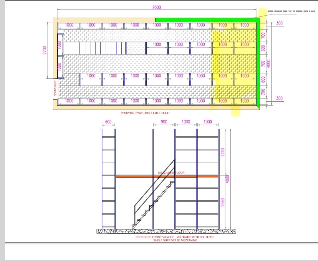 Engineering Design Drawing – 2-Tier Boltfree Shelving System